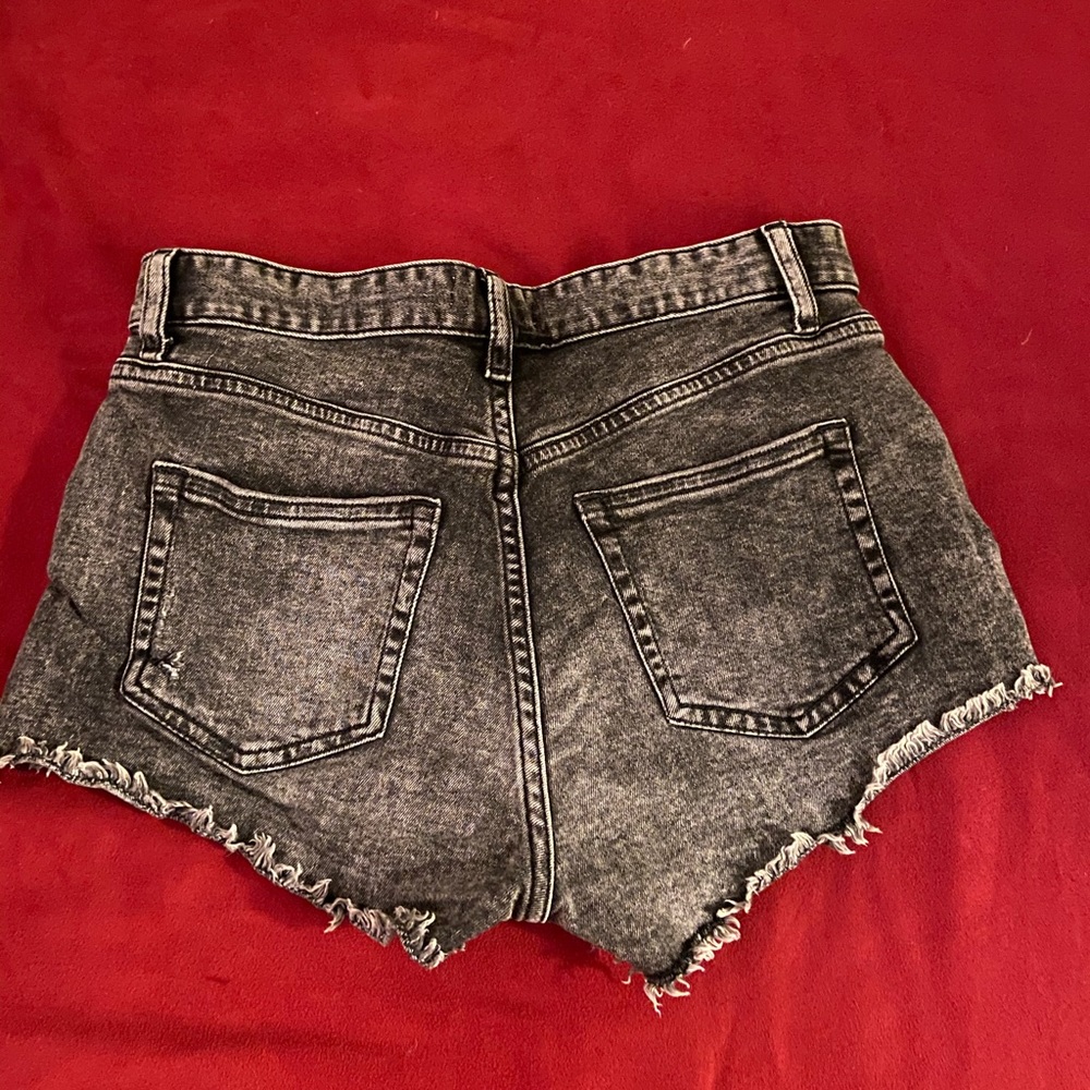Black washed jean shorts